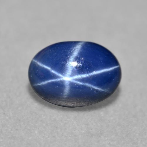 Safira estrela azul natural 0,84ct, corte oval, translúcido