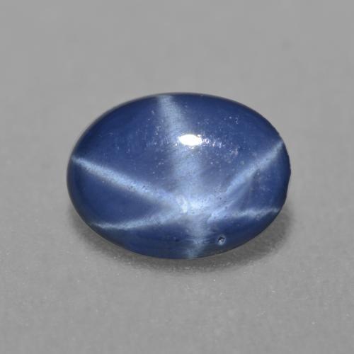 Safira estrela azul natural 0,80ct, corte oval, translúcido