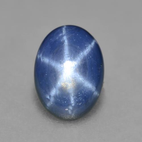 Safira estrela azul natural 0,96ct, corte oval, translúcido
