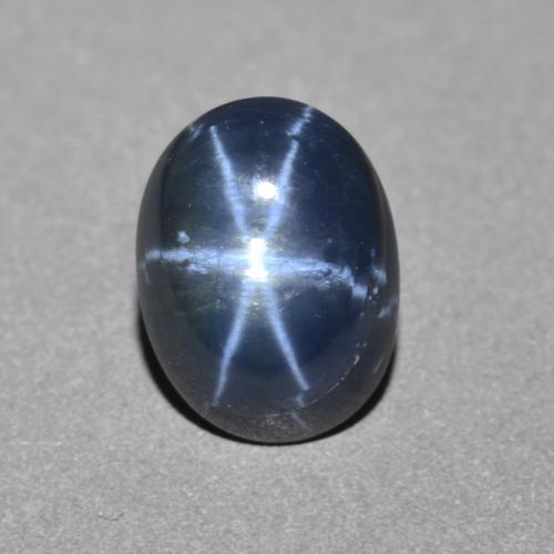 Safira estrela azul natural 2,61ct, corte oval, opaco