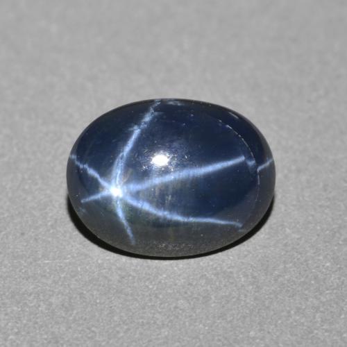 Safira estrela azul natural 2,61ct, corte oval, opaco