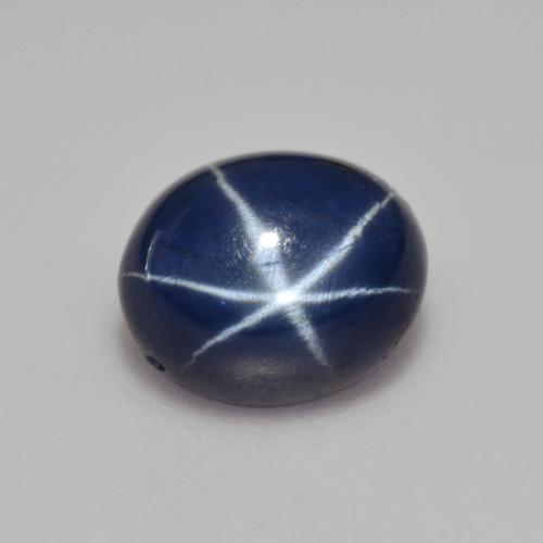 Safira Estrela Azul profundo Natural 3.39ct, Corte Oval, Opaco