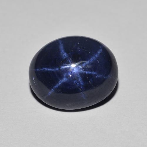 Safira estrela azul natural 3,93ct, corte oval, opaco