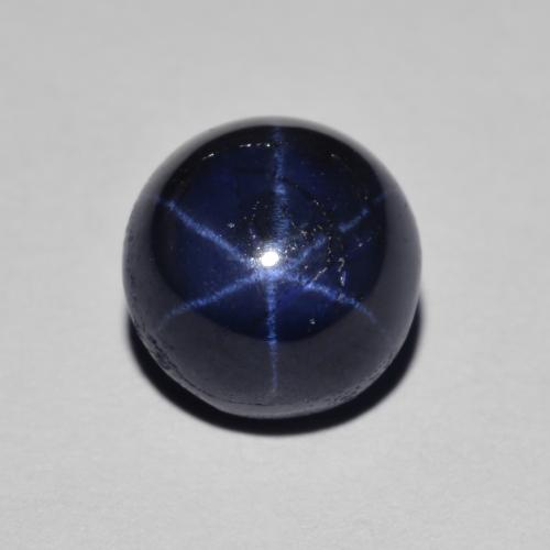 Safira estrela azul natural 3,02ct, corte redondo, opaco