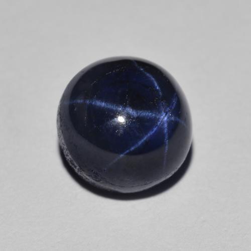 Safira estrela azul natural 3,02ct, corte redondo, opaco