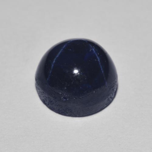 Safira estrela azul natural 3,02ct, corte redondo, opaco