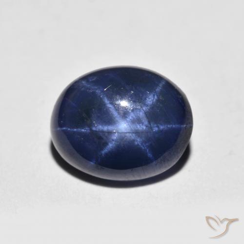 Safira estrela azul natural 2,70ct, corte oval, opaco