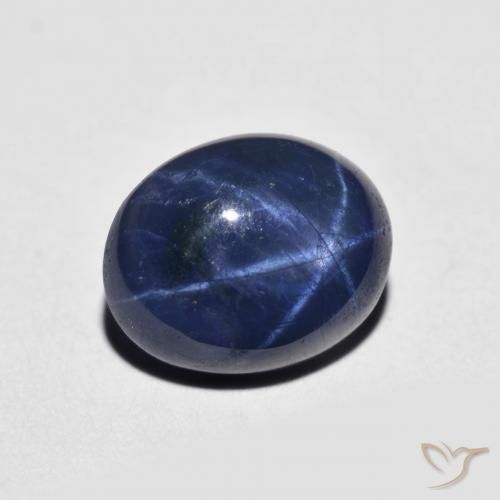 Safira estrela azul natural 2,70ct, corte oval, opaco