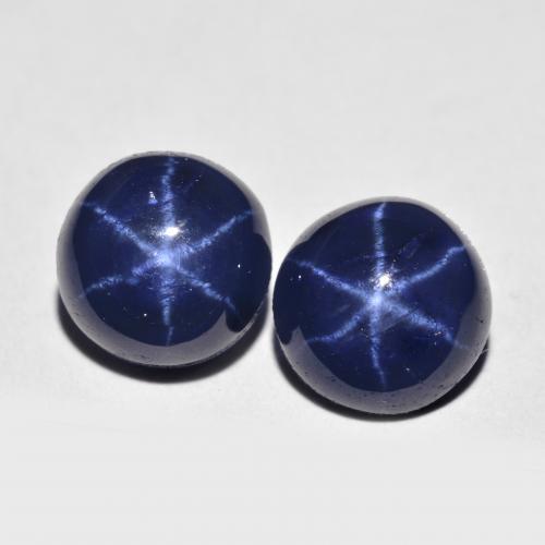 Pedras preciosas de safira estrela azul natural de 5,04 ct, corte redondo, opaco