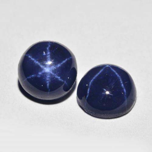 Pedras preciosas de safira estrela azul natural de 5,04 ct, corte redondo, opaco