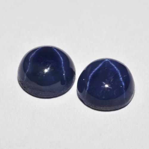 Pedras preciosas de safira estrela azul natural de 5,04 ct, corte redondo, opaco