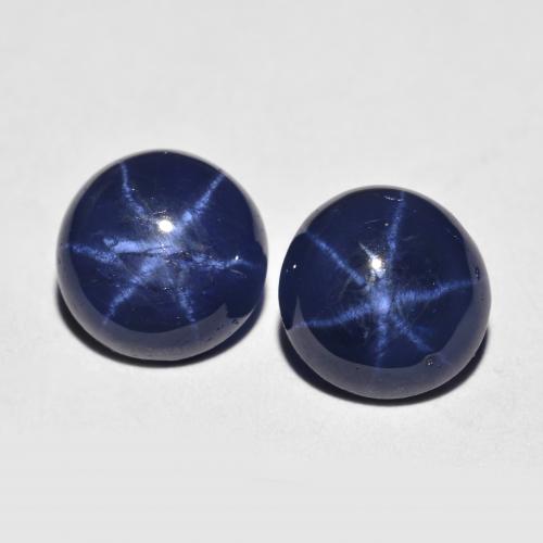 Pedras preciosas de safira estrela azul natural de 3,68 ct, corte redondo, opaco