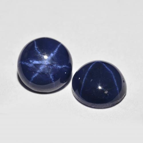 Pedras preciosas de safira estrela azul natural de 3,68 ct, corte redondo, opaco