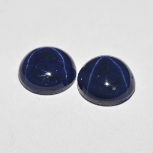Pedras preciosas de safira estrela azul natural de 3,68 ct, corte redondo, opaco