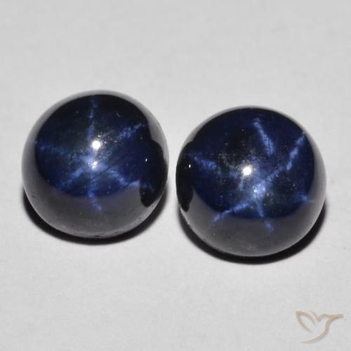 3.09ctw Natural Azul profundo Safira estrela, Redondo, Opaco