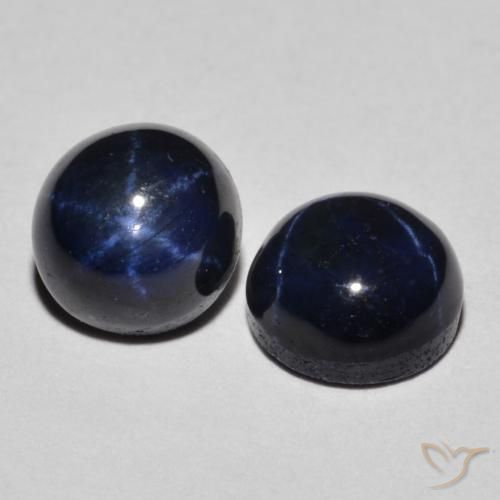 Pedras preciosas de Safira estrela Azul profundo natural de 3.09 ct, Redondo, Opaco