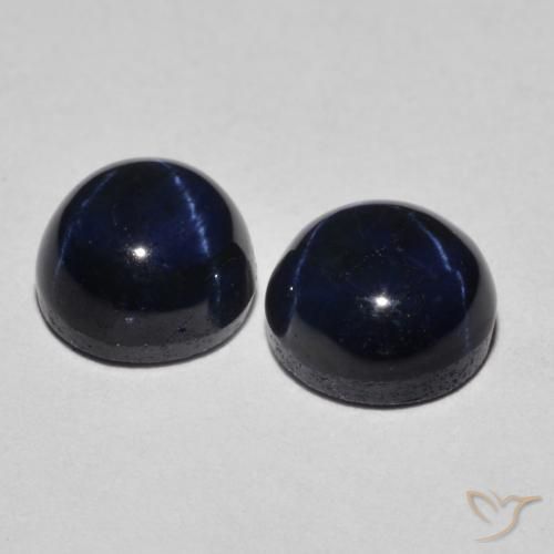 Pedras preciosas de Safira estrela Azul profundo natural de 3.09 ct, Redondo, Opaco