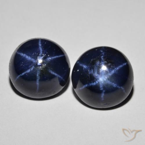 Pedras preciosas de Safira Estrela Azul marinho profundo natural de 8.93 ct, Corte Redondo, Opaco