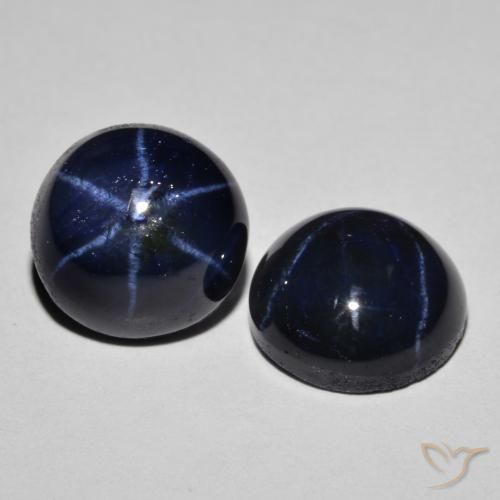 Pedras preciosas de Safira Estrela Azul marinho profundo natural de 8.93 ct, Corte Redondo, Opaco