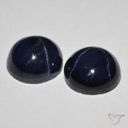 Pedras preciosas de Safira Estrela Azul marinho profundo natural de 8.93 ct, Corte Redondo, Opaco