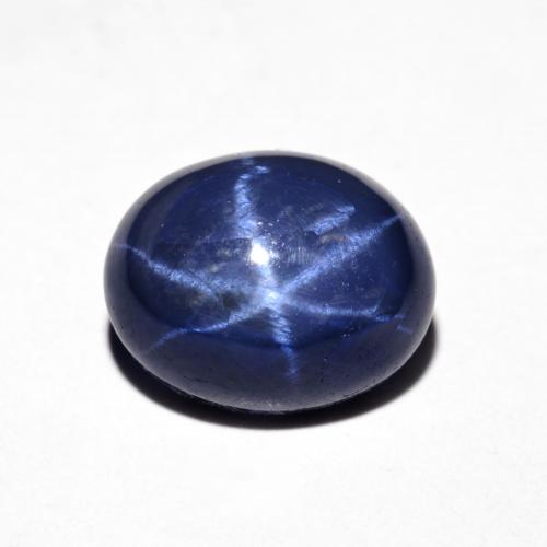 Safira estrela azul natural 4,74ct, corte oval, opaco