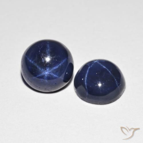 Pedras preciosas de Safira estrela Azul profundo natural de 2.99 ct, Redondo, Opaco
