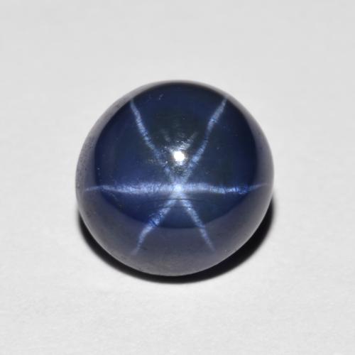 Safira estrela azul natural 2,60ct, corte redondo, opaco