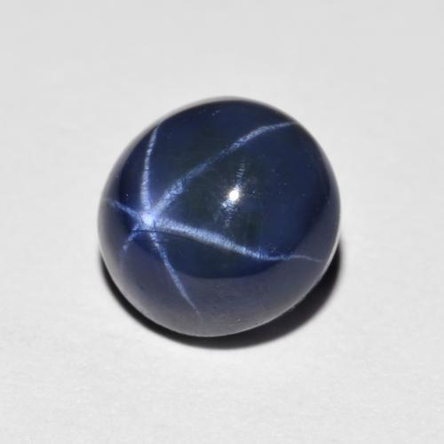 Safira estrela azul natural 2,60ct, corte redondo, opaco