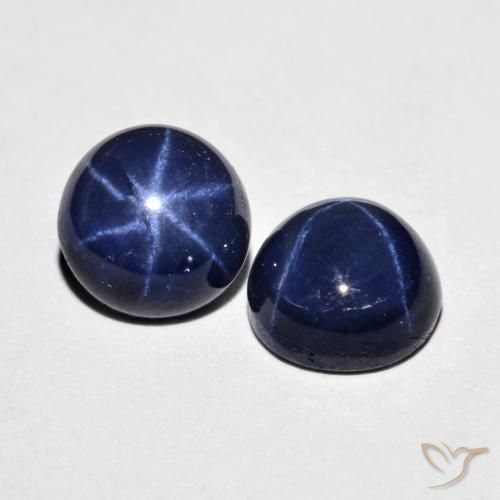 Pedras preciosas de Safira estrela Azul-marinho natural de 5.16 ct, Redondo, Opaco
