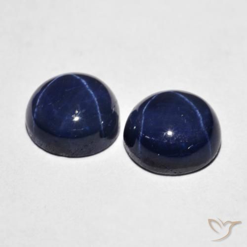 Pedras preciosas de Safira estrela Azul-marinho natural de 5.16 ct, Redondo, Opaco