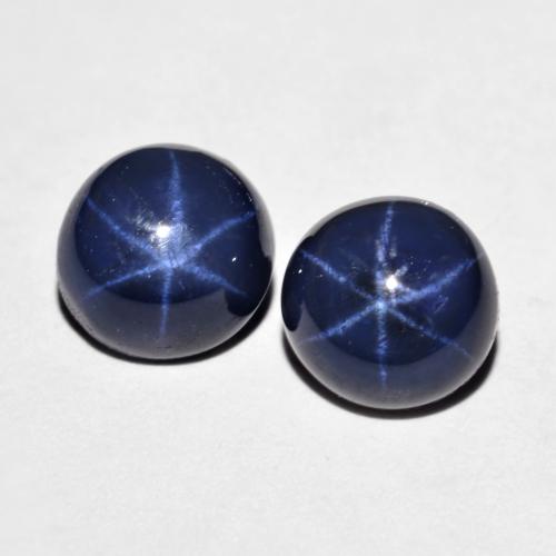 Pedras preciosas de Safira Estrela Azul-marinho natural de 4.87 ct, Corte Redondo, Opaco