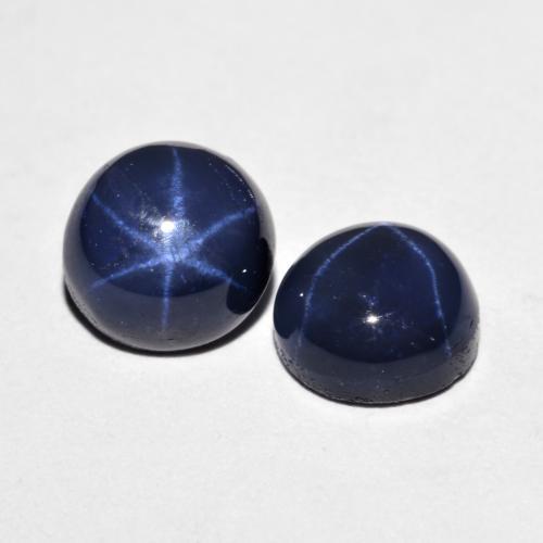 Pedras preciosas de Safira Estrela Azul-marinho natural de 4.87 ct, Corte Redondo, Opaco