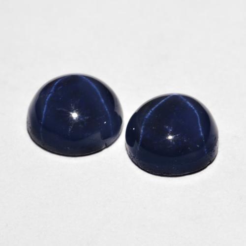 Pedras preciosas de Safira Estrela Azul-marinho natural de 4.87 ct, Corte Redondo, Opaco