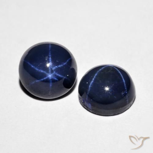 Pedras preciosas de Safira estrela Azul-marinho natural de 4.88 ct, Redondo, Opaco