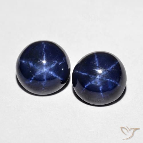 4.11ctw Natural Azul-marinho Safira estrela, Redondo, Opaco