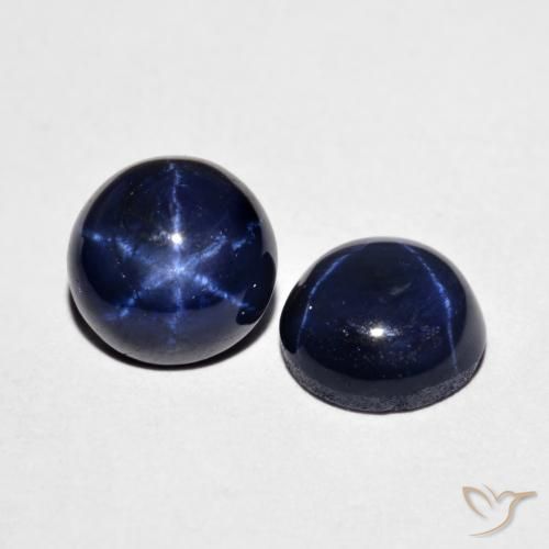 Pedras preciosas de Safira estrela Azul-marinho natural de 4.11 ct, Redondo, Opaco