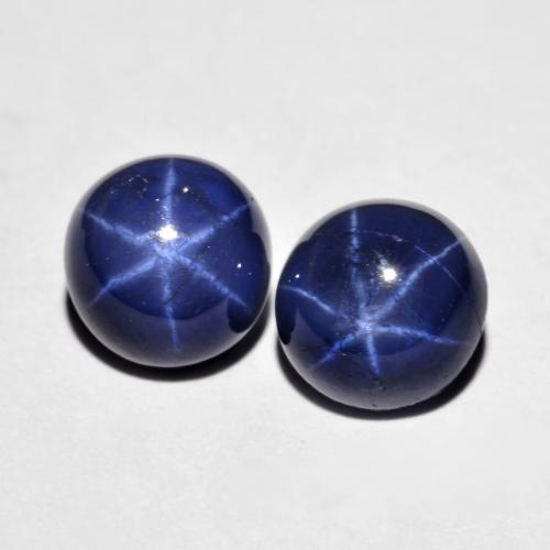 Pedras preciosas de safira estrela azul natural de 5,25 ct, corte redondo, opaco