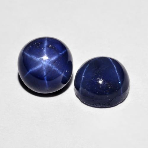 Pedras preciosas de safira estrela azul natural de 5,25 ct, corte redondo, opaco