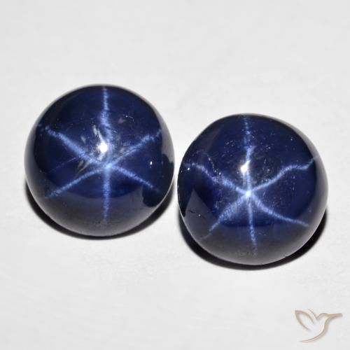 Pedras preciosas de safira estrela azul natural de 8,96 ct, corte redondo, opaco