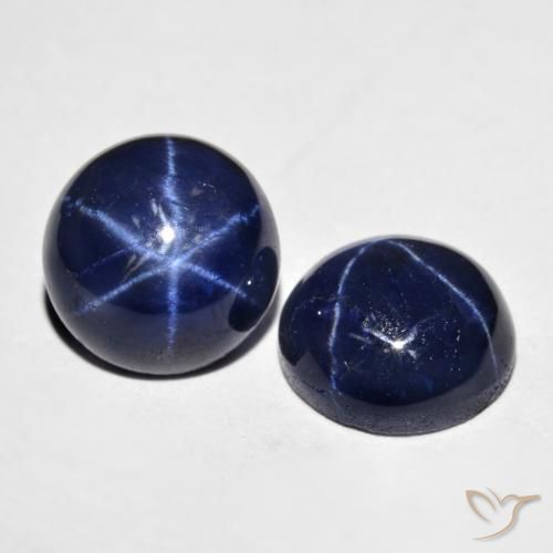 Pedras preciosas de safira estrela azul natural de 8,96 ct, corte redondo, opaco