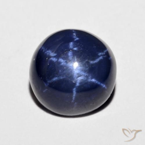Safira estrela Azul-marinho Natural 4.46ct, Redondo, Opaco