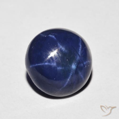 Safira estrela Azul-marinho Natural 3.88ct, Redondo, Opaco