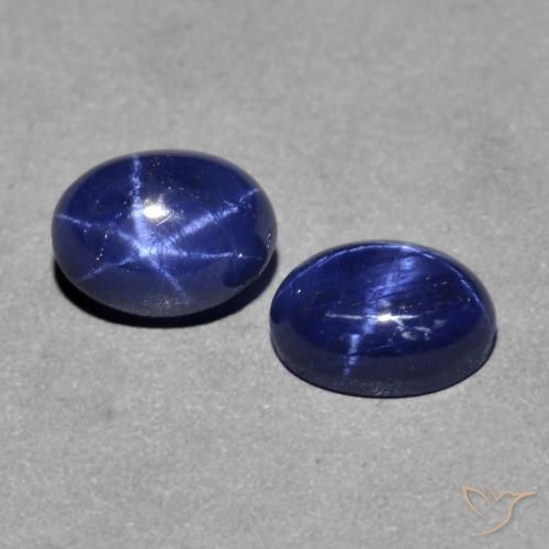 Pedras preciosas de Safira estrela Azul-marinho natural de 3.09 ct, oval, Opaco
