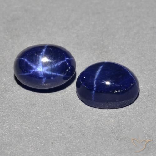 Pedras preciosas de Safira Estrela Azul-marinho natural de 3.46 ct, Corte Oval, Opaco