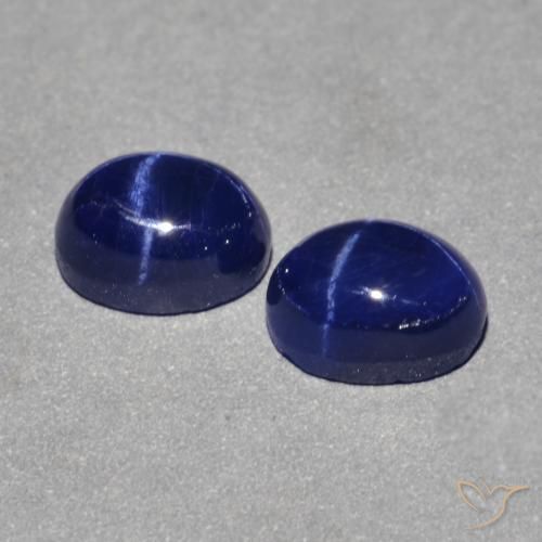 Pedras preciosas de Safira Estrela Azul-marinho natural de 3.46 ct, Corte Oval, Opaco