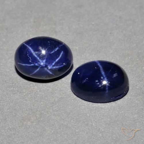 Pedras preciosas de Safira estrela Azul-marinho natural de 3.18 ct, oval, Opaco