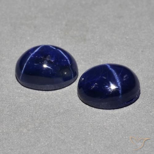 Pedras preciosas de Safira estrela Azul-marinho natural de 3.18 ct, oval, Opaco