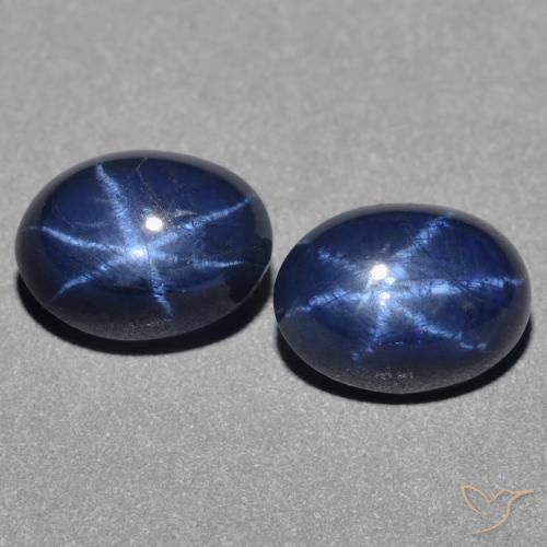 Pedras preciosas de safira estrela azul natural de 3,14 ct, corte oval, opaco