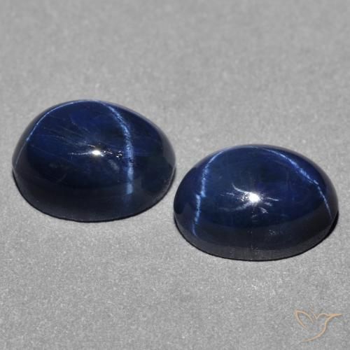 Pedras preciosas de safira estrela azul natural de 3,14 ct, corte oval, opaco