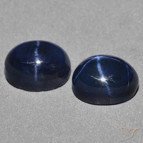 Pedras preciosas de safira estrela azul natural de 3,82 ct, corte oval, opaco